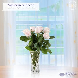 Royal Imports Flower Rose Vase Crystal-Look Glass, Clear Modern Decorative Centerpiece Large Opening, Wedding Table Bouquet, Living Room Gift - Swirl Design