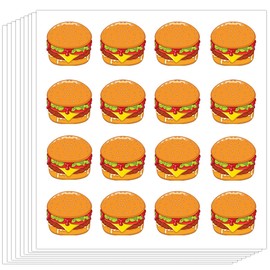 Cute Hamburger Planner Stickers,1 Inch Hamburger Cartoon Food Stickers Happy Cute Funny Hamburger Sticker for Scrapbooking Kids DIY Calendar Crafting,300 Pcs