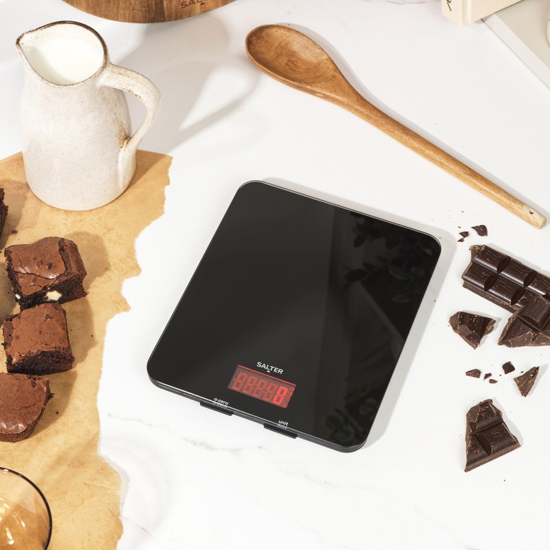 Salter Glass Electronic Digital Kitchen Scale, Black, 10 Kg Capacity