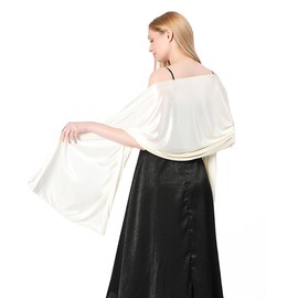 Huralona Silky Satin Shawl Extra Long Wraps for Evening Dresses Party 240x65cm Lightweight Long Bridal Elegant Bright Wedding Scarf (Ivory)