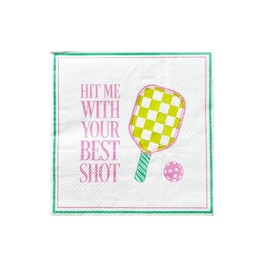 Jollity & Co. "Hit Me With Your Best Shot" Cocktail Napkins - Pack of 20 Paper Napkins - Disposable Napkins for Birthdays, Parties, Pickleball Parties and other Celebrations