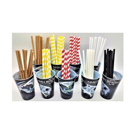 HMH -Shop Paper Straws Diameter 6 mm / 8 mm x 210 mm / 240 mm Drinking Straws Kraft Paper Jumbo XXL Disposable Party Straws White Yellow Red Brown Black Paper Straws (100 Pieces Diameter 6 mm x 210