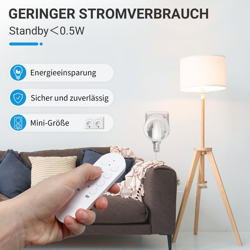 SURNICE Radio Sockets with Remote Control, 2300 W, 3 Sockets