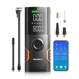 Tire Inflator Portable Air Compressor - Smart APP Control Bike Pump, All-in-One Storage Air Pump for Car Tires, 10000mAh with Digital Gauge, 150PSI Tire Pump for Car, Motorcycles, Bikes, Balls
