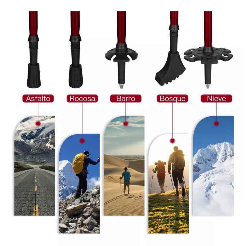 bastones senderismo 2 Bastón Trekking Plegable Ligero Senderismo Escalar Caminar