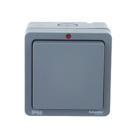 Schneider Electric Lisse Weatherproof IP66 2 gang Switch Enclosure to enable fitting of standard grid module (2 x 1gang dolly, 1 x dumb plate, 1 LED indicator, 0 module) - LWPIUKIT