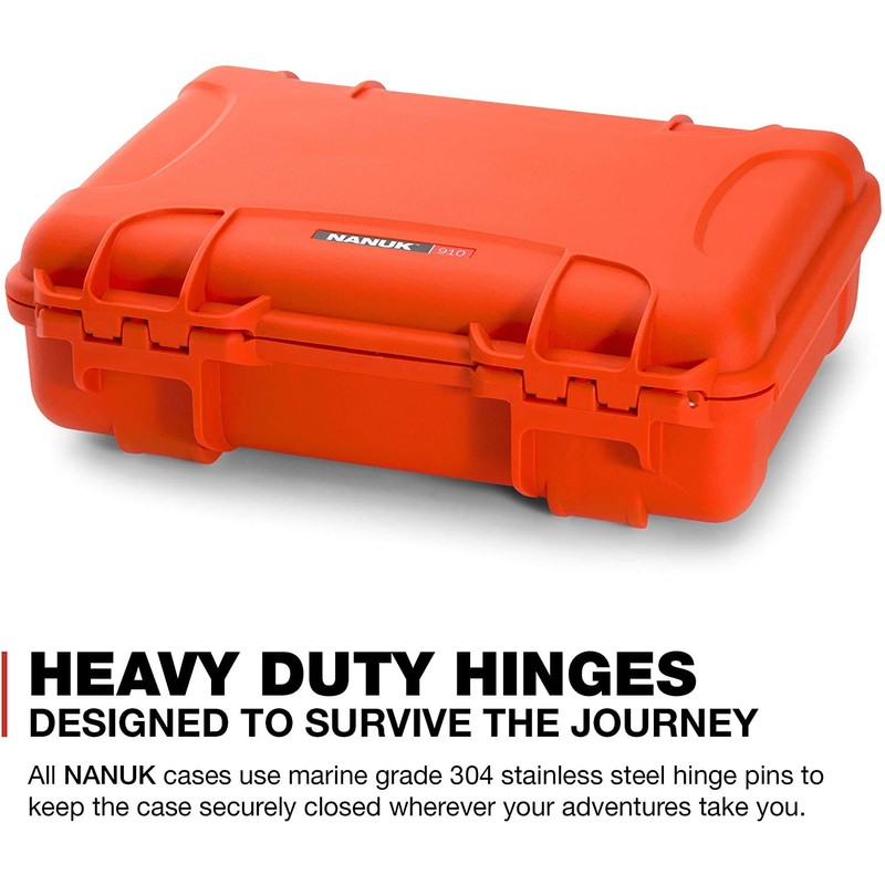 Nanuk 910 Waterproof Hard Case with Foam Insert - Orange