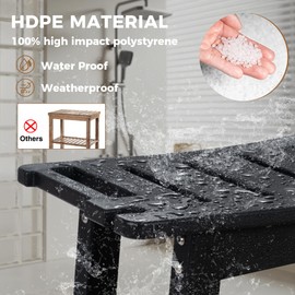 FLyjoe 24 INCH Extra Large Shower Bench for Inside Shower Shaving Legs, Waterproof HDPE Shower Chair Seat with Storage Shelf and Handles Spa Shower Stool for Bath Tub Bathroom Use, Black