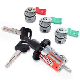 Door Lock Cylinder & Ignition Switch with Two Keys, Fits 2001-2007 Ford F-Series F150, F250, F350, Explorer, Lincoln Blackwood, Compatible with OE LC6177, DL5885, 322347, 597638, No Chip
