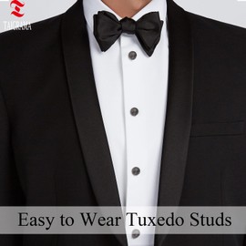 Cuff Links Mens and Tuxedo Studs Set, TAIGRAMA Gun Black Cufflinks for Men and Tuxedo Buttons Initial Tux Shirt Studs Personality Black Mother of Pearl for Formal Shirt Kit Business or Wedding