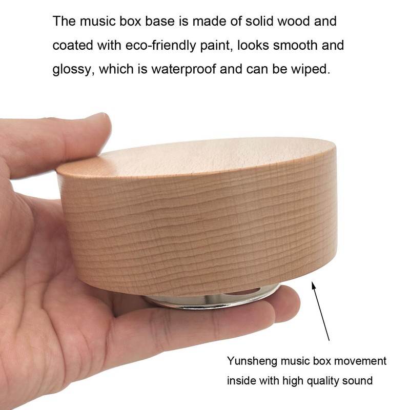 Edelweiss Music Box, Center Rotating 10cm Round Solid Wood Wind