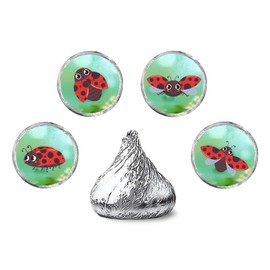 Little Ladybug Round Candy Sticker - Lady Bug Baby Shower or Birthday Party Favors Sticker Labels Fit Chocolate Candy （ 160 Pieces）