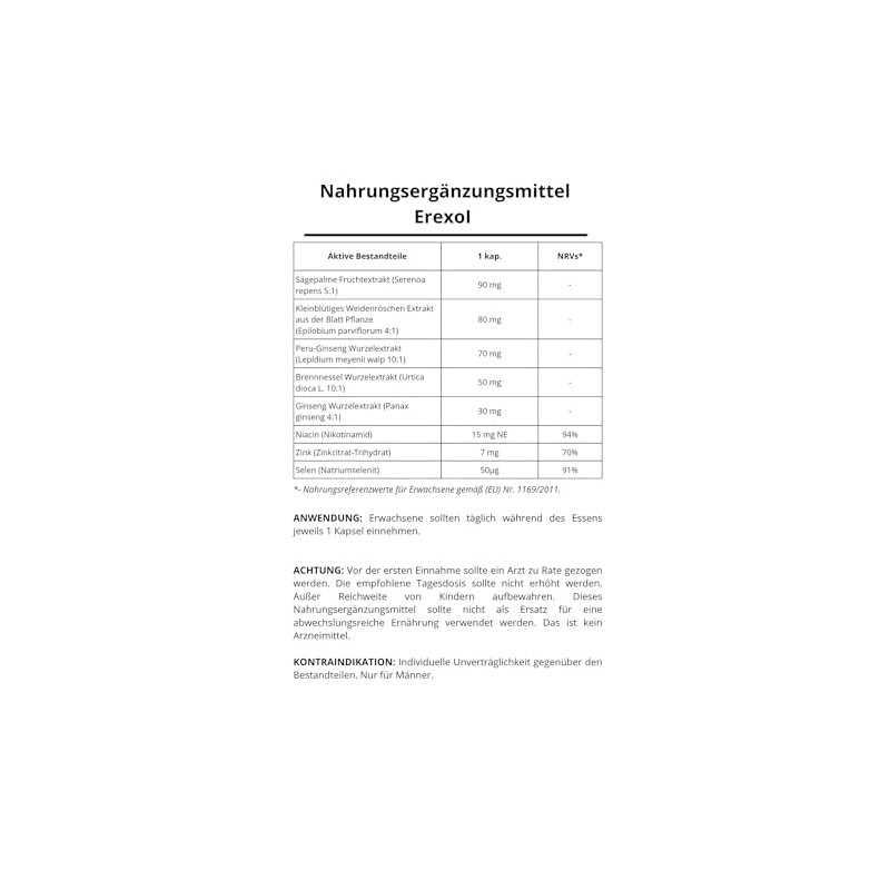 ErexoI Kapseln | für die Männergesundheit | 60 kapseln