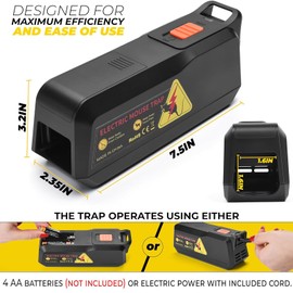 GuoTing Electric Rat Trap, Electric Mouse Trap, 1800 V, Powerful Voltage to Kill Rats Instantly, Mouse Traps for Garden, Kitchen, Indoor