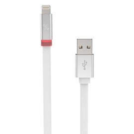 Scosche I3FLEDWT FlatOut Led Mfi Certified Lightning Charge & Sync Cable for All Lightning Devices 3-ft. White