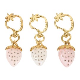 FASHEWELRY 3Pcs Cute Strawberry Keychain for Women Rhinestone 3D Resin Strawberry Bag Charms with Swivel Snap Hook Clasp Mini Key Chain Accessories for Purse Charms Wallet Keychain Handbags