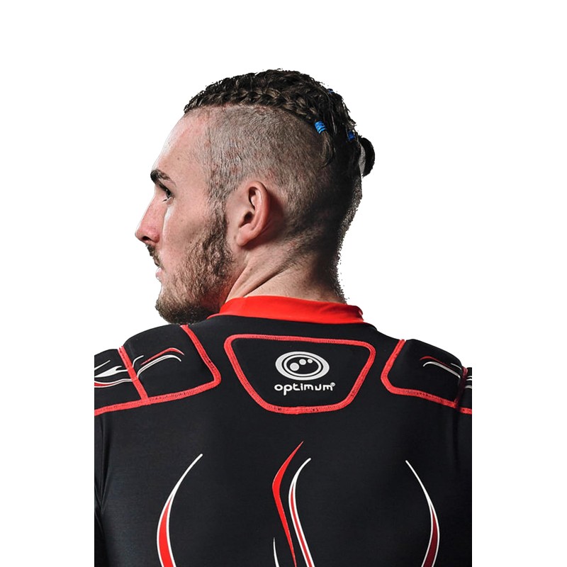 Optimum Senior Inferno Rugby Protective Top Shoulder Pads Black/Red, X-Large