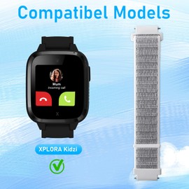 Snyeest Pack of 2 Nylon Bracelets Only Compatible with Xplora Kidzi Bracelet, Kids Smartwatch Velcro Fastening Girls Boys Adjustable Replacement Wristbands Compatible with Xplora Kidzi, Nylon