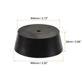TOP-VIGOR Kegelförmiger Gummistopfen, 54 mm bis 64 mm, mit Loch, Reagenzgläser, Stopfen, Stopper, schwarz, für Labor und Zuhause