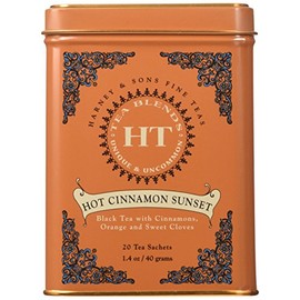 Harney & Sons Caffeinated Hot Cinnamon Sunset Black Tea with Orange and Cloves Tin, 20 Count, Pack of 3