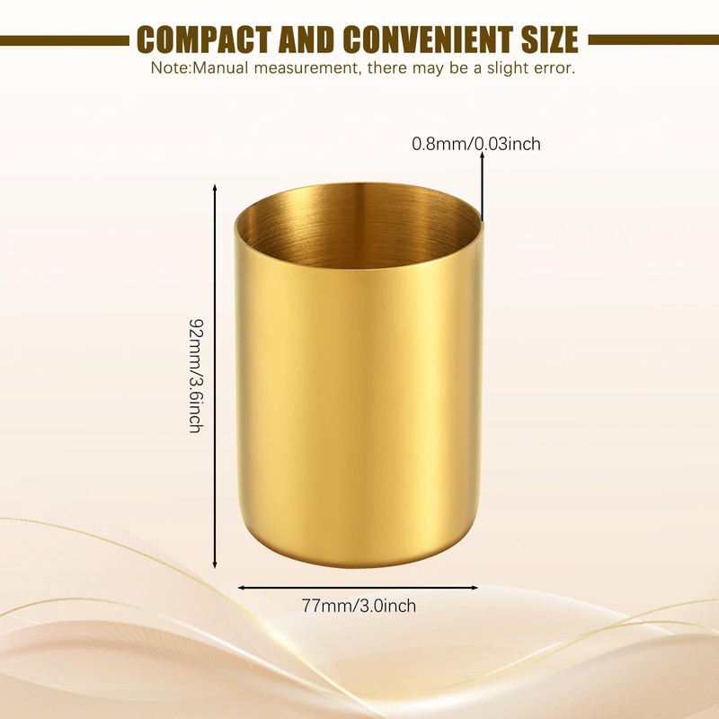 OPSJRNDUSK Gold Pen Holder for Desk, 3.9 Inch Stainless Steel