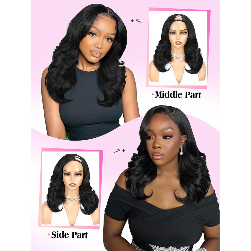 Short Flip Curly U Part Wigs for Black Women V