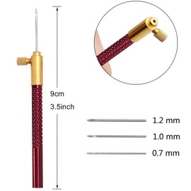 Tambour Hook with 3 Needles, Beginner's Embroidery Kit with Scissors, Embroidery Beading Tools for DIY Sewing