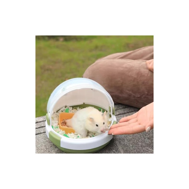 Portable Hamster Travel Carrier with Water Bottle (Green)