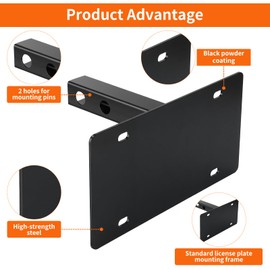 Trailer Hitch License Plate Holder: Mineye Compatible 2” Hitch Receivers, Heavy-Duty Universal License Plate Holder Bracket, No-Drilling Required, Universal Fit for Trucks/SUV/RV