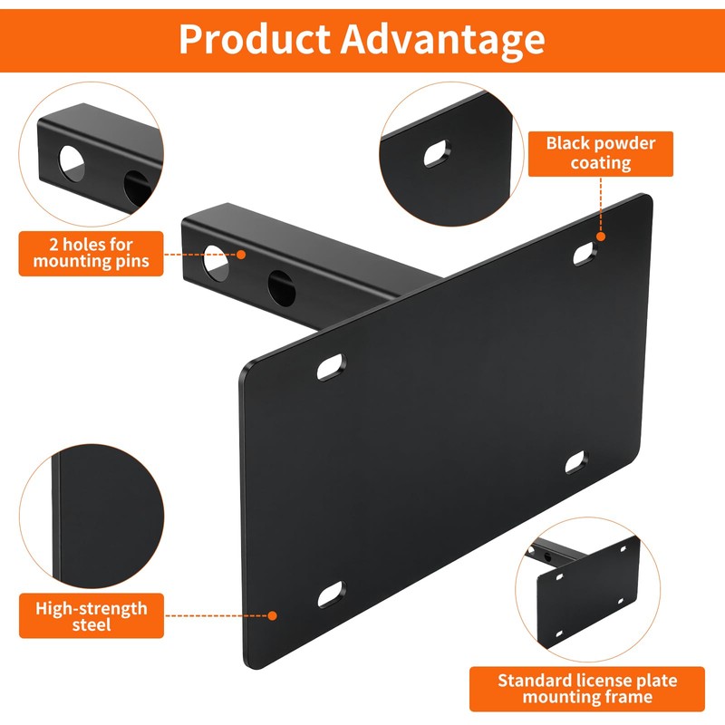 Trailer Hitch License Plate Holder: Mineye Compatible 2” Hitch Receivers,