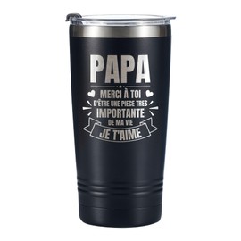 Cadeaux Papa Tasse à Café de Voyage Gobelet 590ml/20oz, Fête des Pères, Cadeaux d'anniversaire de Fille/Fils Pour Papa à Noël, Tasse Isolée en Acier Inoxydable - Importante