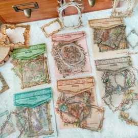 Scrapbooking Stickers Set, 60 Pieces PET Scrapbook Accessories Stickers with Forest, Vintage Stickers for Photo Album, Bullet Journal, Junk Journal, Gift Boxes, Magazines (Moriwa Wooden Frames)