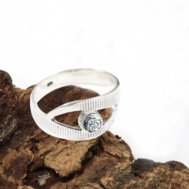 JEWELSTREZORO Dendrit-Opal Edelstein 925 Sterling Silber Band Ring Herren & Damen Geschenkartikel Handgefertigter Schmuck TSR367CI_21 (67 (21.3))