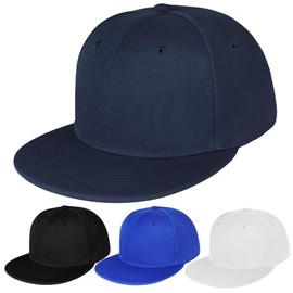 BSBUY Baseball Cap for Men Flat Brim Kappe Cap, Classic Plain Baseball Hats Flat Peak Snapback Hat Cap Hip Hop Style Adjustable Sports Casual Cap Breathable Summer Sun Visor Hat for Outdoor(Navy Blue)