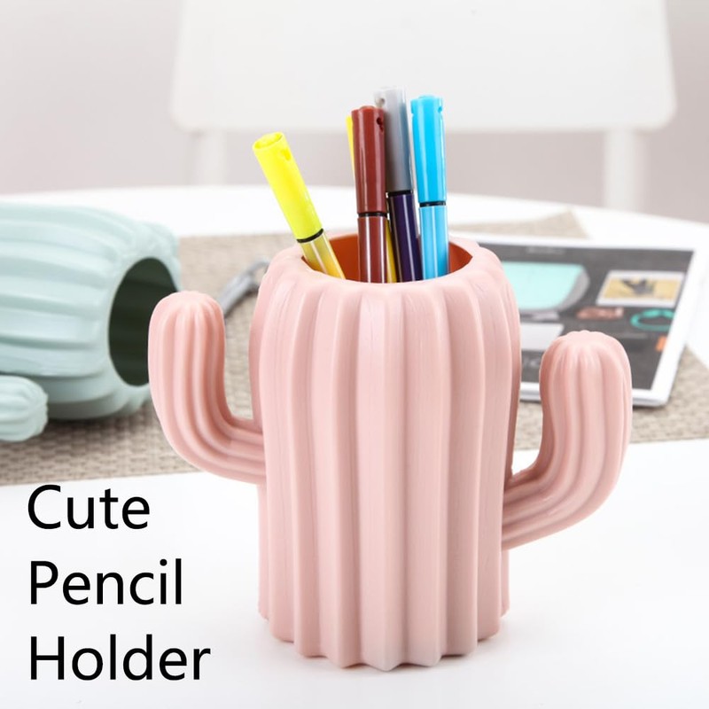 Pen Holder, Creative Cactus Shape Desk Organizer Makeup Brush Holder
