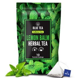 BLUE TEA - Lemon Balm Tea - 10 Count - Plant Based Tea Bag | RELIEVES STRESS - IMPROVES DIGESTION | Reduces Bloating | Refreshing Citrus Flavour - Leaf Based - Caffeine Free - Non-GMO | Ziplock Pouch
