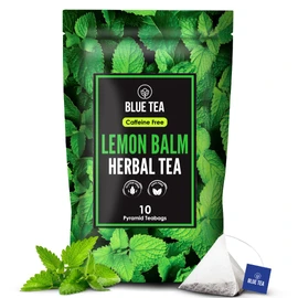 BLUE TEA - Lemon Balm Tea - 10 Count - Plant Based Tea Bag | RELIEVES STRESS - IMPROVES DIGESTION | Reduces Bloating | Refreshing Citrus Flavour - Leaf Based - Caffeine Free - Non-GMO | Ziplock Pouch