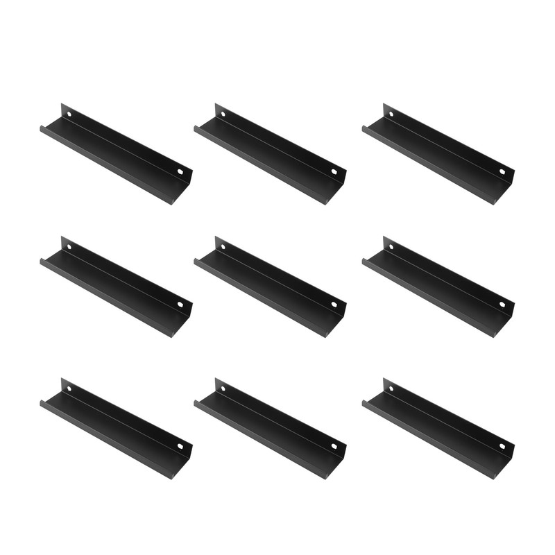 10 Pcs Finger Edge Pull Black Modern Aluminum Alloy 1mm