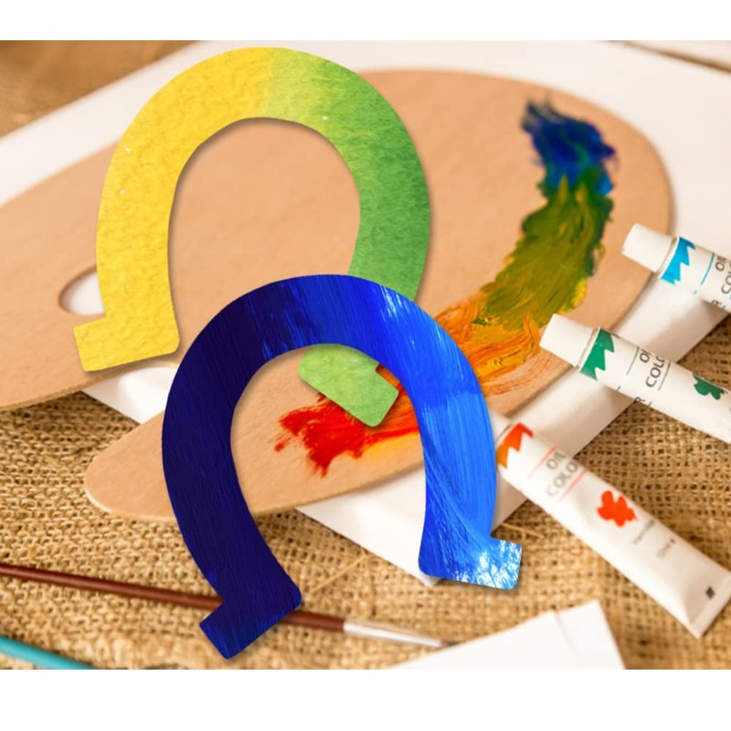 24pcs Wood Discs Slices Horseshoe Shape Unfinished Wooden Cutouts Horseshoe