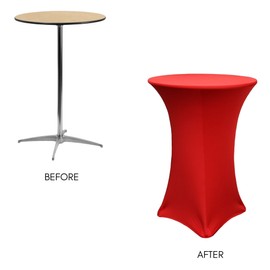 YOUR CHAIR COVERS - 30" D x 42" H Highboy Cocktail Round Stretch Spandex Table Cover - Red, Fitted Elastic Tablecloth for Round Tables, Outdoor Party DJ Tradeshow Banquet Vendor Wedding