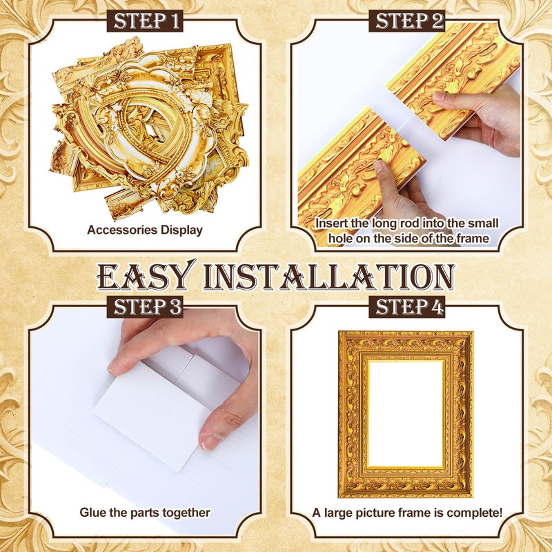 Lineshading 6 Pcs Large Photo Booth Props Gold Picture Selfie