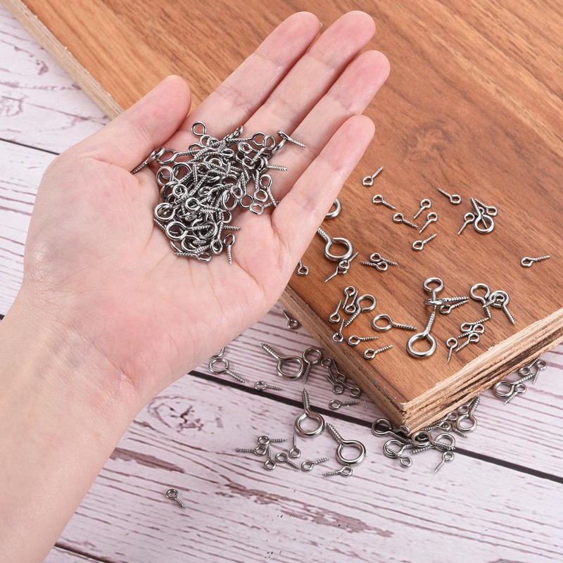 uxcell 100Pcs Eye Screws, 304 Stainless Steel 8x4mm Small Self