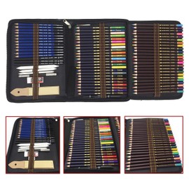 WGOT Sketching Drawing Pencils Set, 72 Piece Coloured Pencils and Sketching Pencils Set with Drawing Tool in Canvas Pencil Bag - Perfect for Artists, Adults and Kids