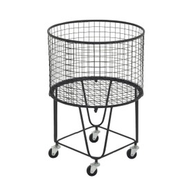 CosmoLiving by Cosmopolitan Metal Storage Cart Deep Set Rolling Mesh Laundry Basket , 18" x 18" x 24", Black