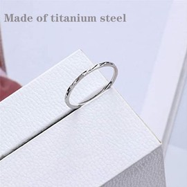 JchEnye Women's Girls Silver Ring, Silver Ring Band, 1 mm Geometric Diamond Cut Surface Engagement Promise Finger Ring, Size 57, Stainless Steel, No Gemstone