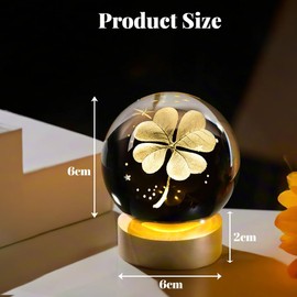 AMFUN 60 mm/ 2.36in 3D Four-Leaf Clover Crystal Ball, Good Luck Gifts for Women,Glass Shamrock Sphere for Home & Office Decor, Gifts for Women Girls Wife Daughter