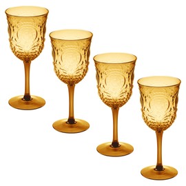 Karma, Nonna Wine Glass, Elegant Glassware Gift for Birthday, Wedding, Anniversary, Set of Four, Amber