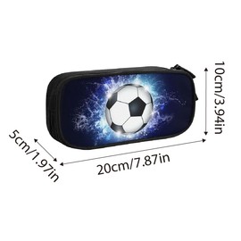 AIMALL Soccer-Themed Pencil Case, Durable Oxford Fabric Stationery Bag with Compartments, Ideal for School and Sports Fans, 7.87 x 3.94 Inches