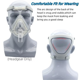 VINLINSKY Universal Replacement Headgear Strap Full Mask Replace Part, 4-Point Adjustable CPAP Headgear, CPAP Accessories for CPAP Ventilator, Gray (Without Mask) (2)