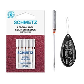 ID: 130/705 HLL. 10 New Schmetz Leather Sewing Machine Needles, Size 110/18, (P), (2 Packs of 5 Needles)